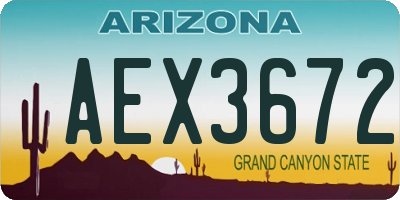 AZ license plate AEX3672
