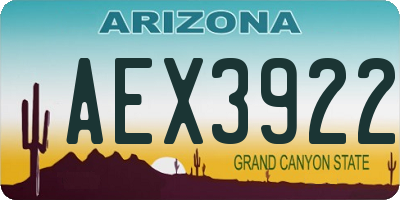 AZ license plate AEX3922