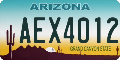 AZ license plate AEX4012