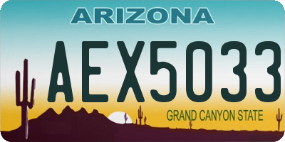 AZ license plate AEX5033