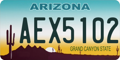 AZ license plate AEX5102