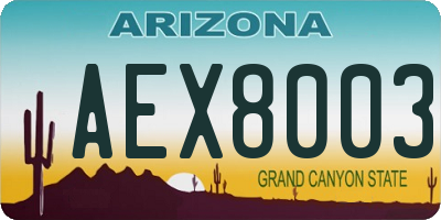 AZ license plate AEX8003