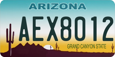 AZ license plate AEX8012