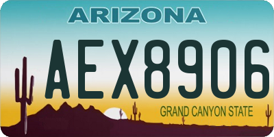 AZ license plate AEX8906