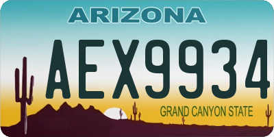 AZ license plate AEX9934