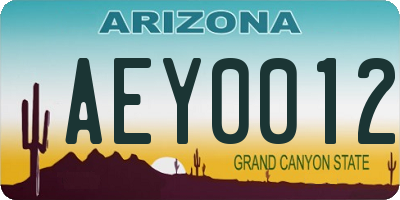 AZ license plate AEY0012
