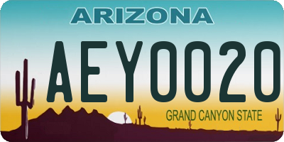 AZ license plate AEY0020