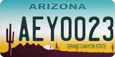 AZ license plate AEY0023