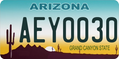 AZ license plate AEY0030