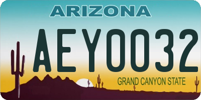 AZ license plate AEY0032