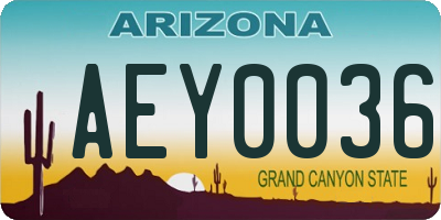 AZ license plate AEY0036