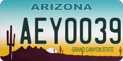 AZ license plate AEY0039