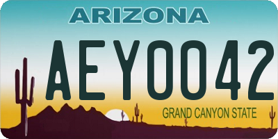AZ license plate AEY0042