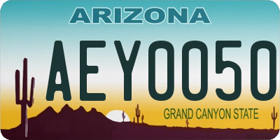 AZ license plate AEY0050