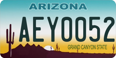AZ license plate AEY0052