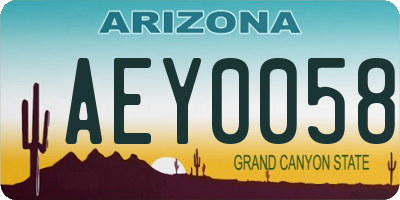 AZ license plate AEY0058