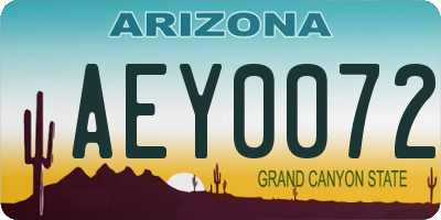 AZ license plate AEY0072