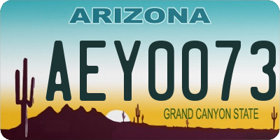 AZ license plate AEY0073