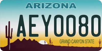 AZ license plate AEY0080