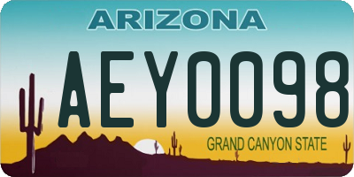 AZ license plate AEY0098