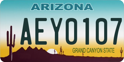 AZ license plate AEY0107