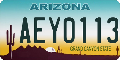 AZ license plate AEY0113