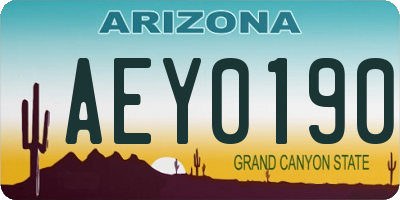 AZ license plate AEY0190