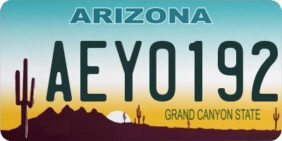AZ license plate AEY0192