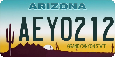 AZ license plate AEY0212