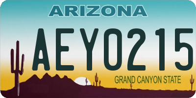 AZ license plate AEY0215