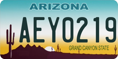 AZ license plate AEY0219