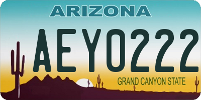 AZ license plate AEY0222