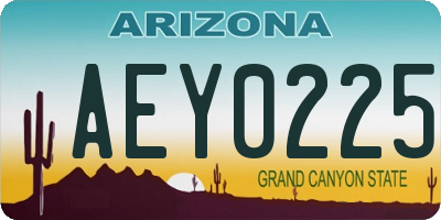 AZ license plate AEY0225