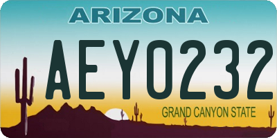 AZ license plate AEY0232