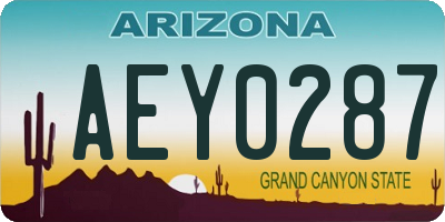 AZ license plate AEY0287