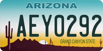 AZ license plate AEY0292