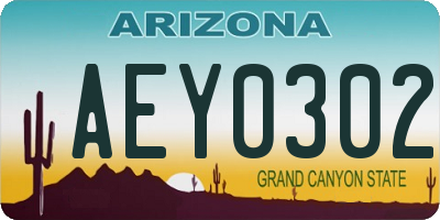 AZ license plate AEY0302
