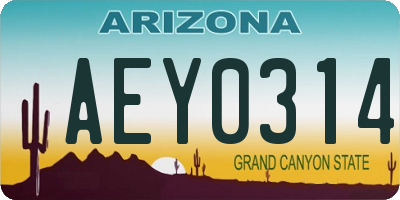 AZ license plate AEY0314