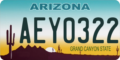 AZ license plate AEY0322