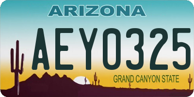 AZ license plate AEY0325