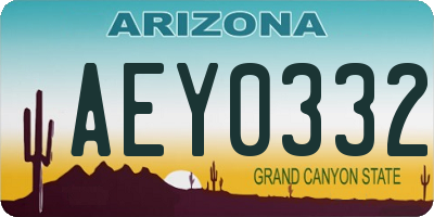 AZ license plate AEY0332