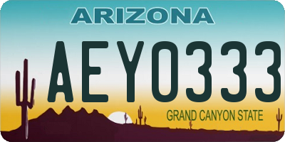 AZ license plate AEY0333