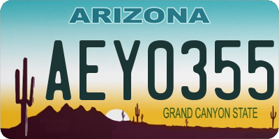 AZ license plate AEY0355