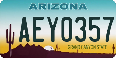 AZ license plate AEY0357