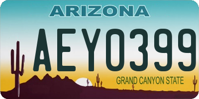 AZ license plate AEY0399
