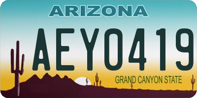 AZ license plate AEY0419