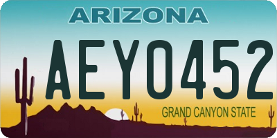 AZ license plate AEY0452