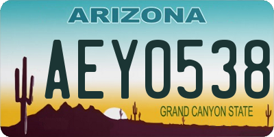 AZ license plate AEY0538