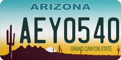 AZ license plate AEY0540