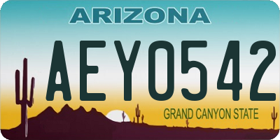 AZ license plate AEY0542